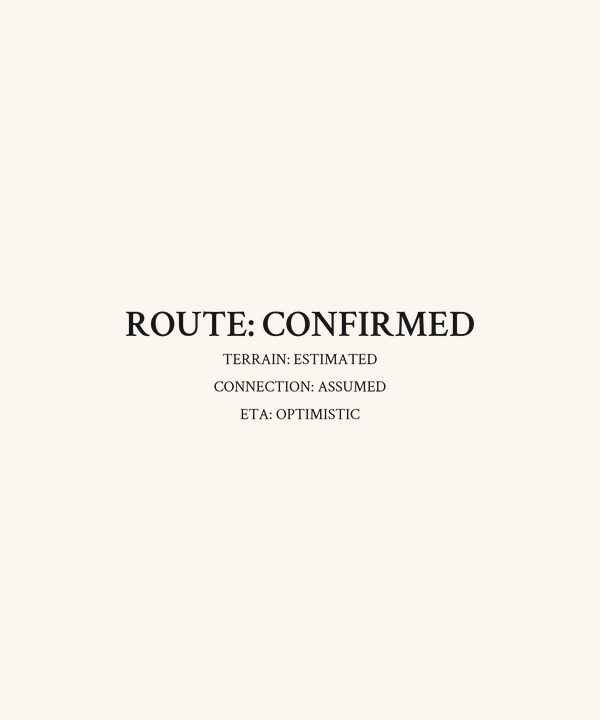 Route Confirmed Terrain Estimated Shirt — Funny Bikepacking Navigation Tee, Grav