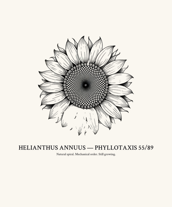 Sunflower Fibonacci Gear Botanical Print