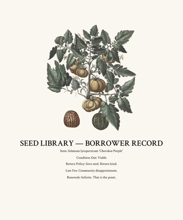 Seed Library Borrower Card Heirloom Gardener Shirt